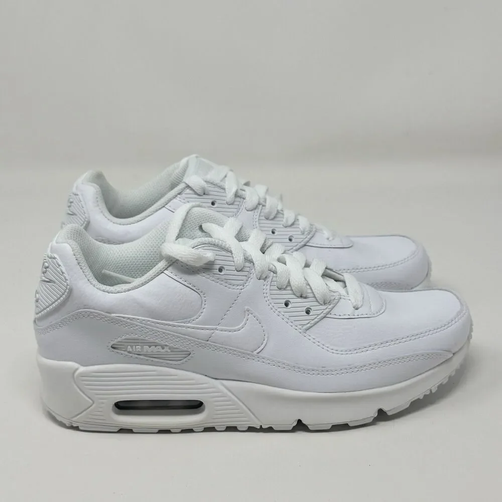 Nike Air Max 90 LTR GS Shoes CD6864-100 Kids Youth Size 4.5 Y White Silver